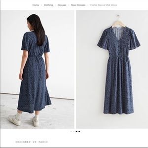 & Other Stories Navy Midi Dress